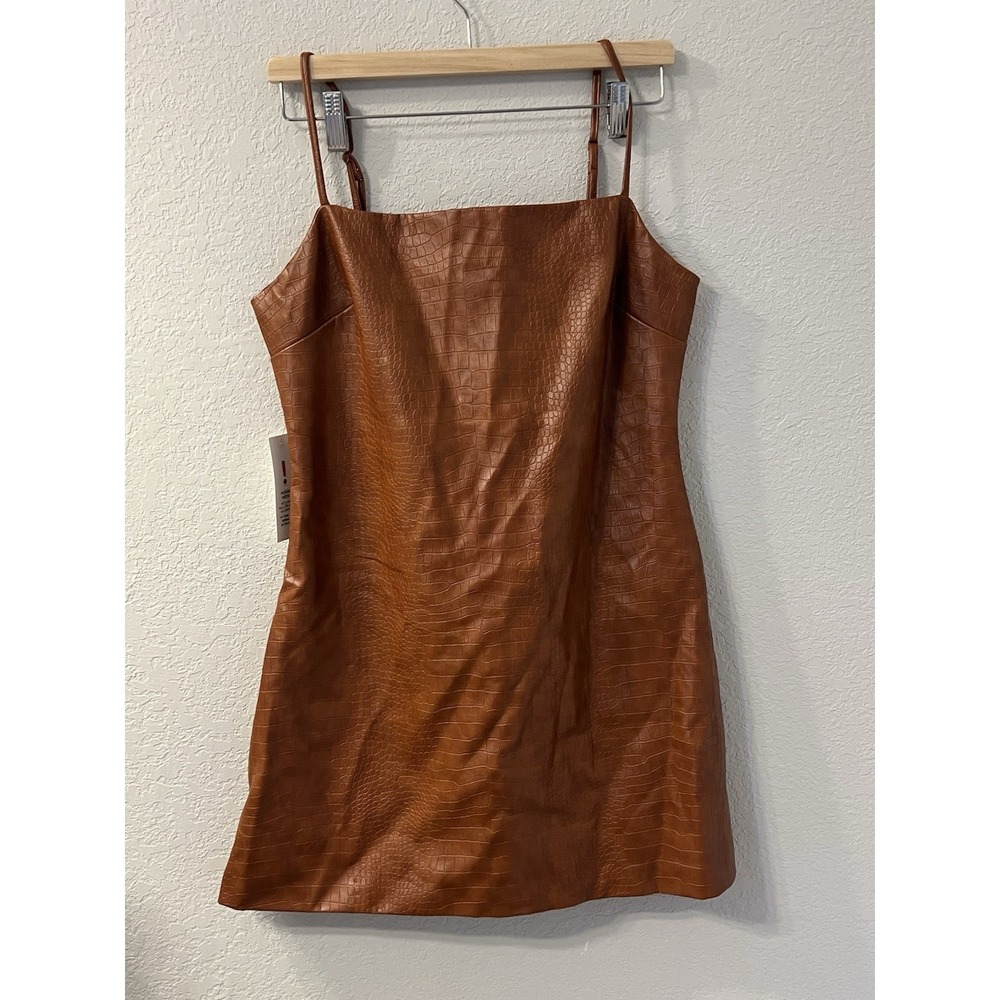 Bardot 'Croc' Brown Polyurethane Mini Dress Size XL - NWT